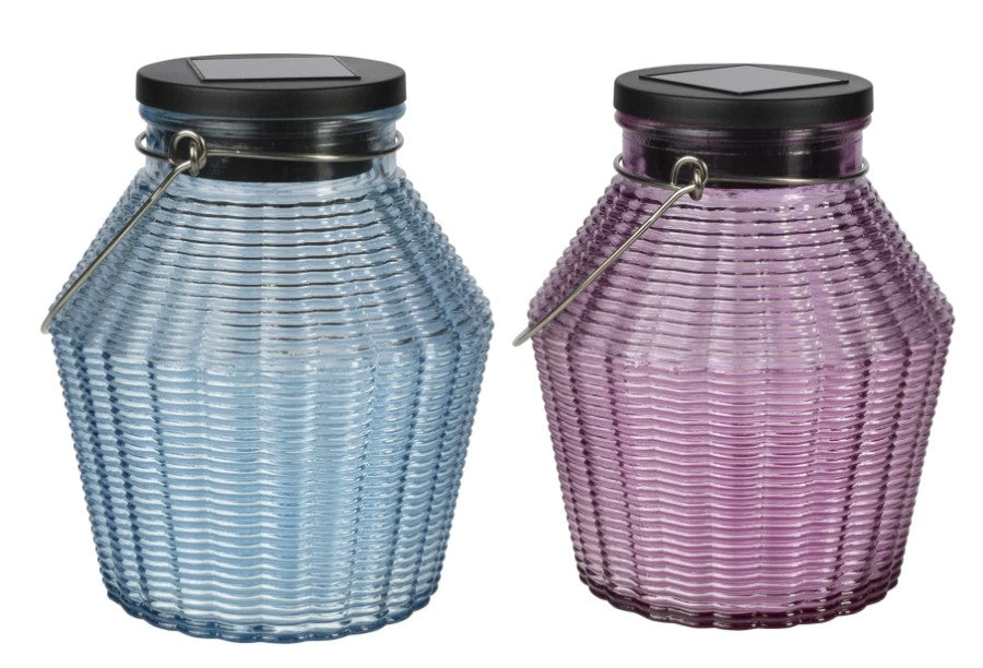 Solar Light Glass Jar Blue / Pink Moonrays
