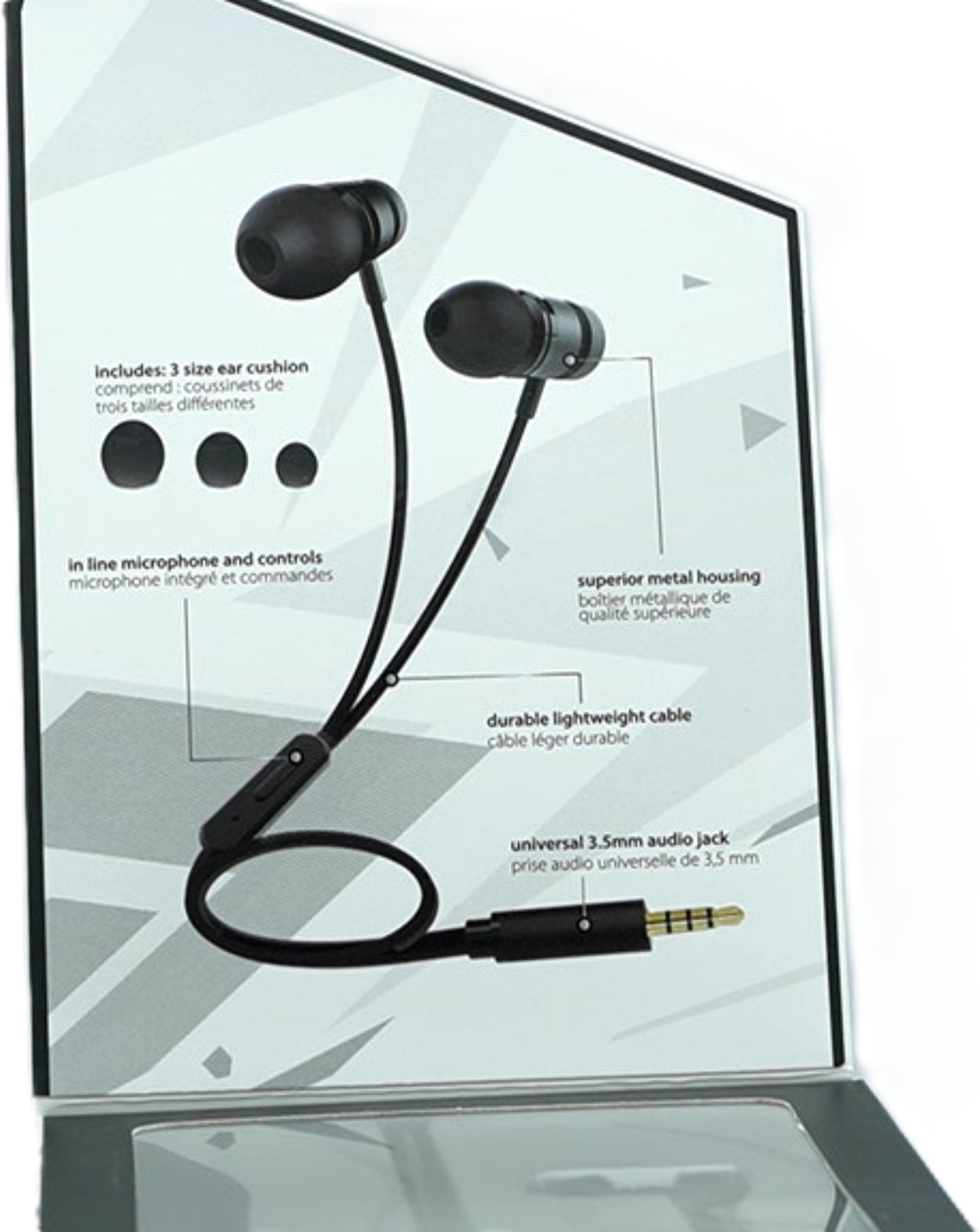 Metal Stereo Earbuds w/Mic + Control 3.5mm Black Blast Iessentials - Additional View