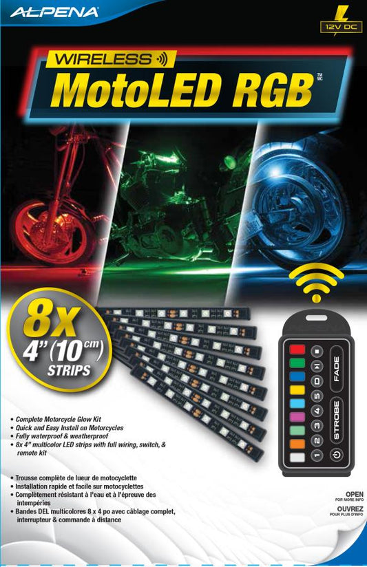 MotoLED RGB Wireless 4" Strips 8pk Alpena