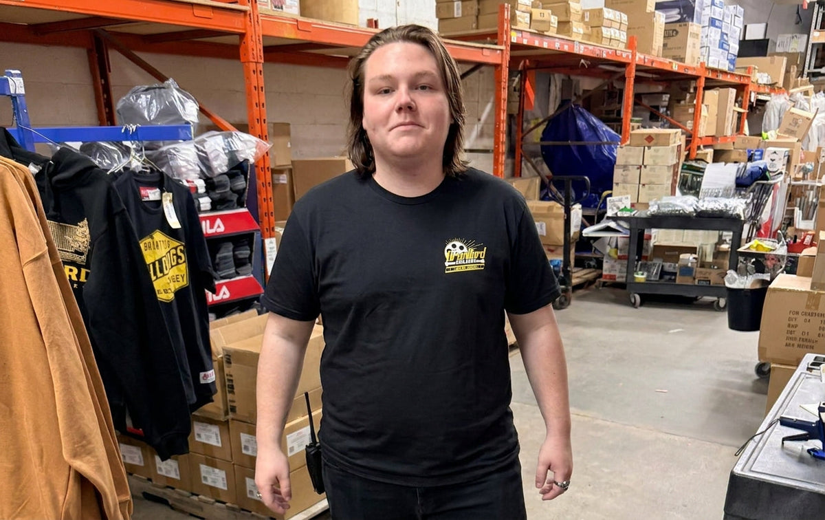 Brantford Bulldogs Showtime playoffs tee shown on a model