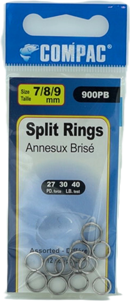 Assorted split rings, 4, 8, 9mm , 12 pcs