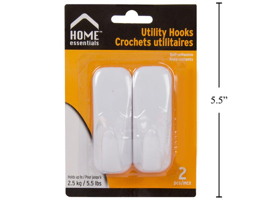 Self-adhesive Utility Hook 2pk Home Essentials