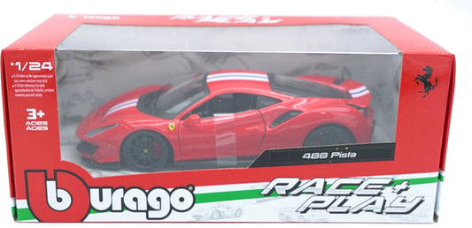 Die Cast Car Ferrari 488 Pista Size 1/24 Burago Race & Play