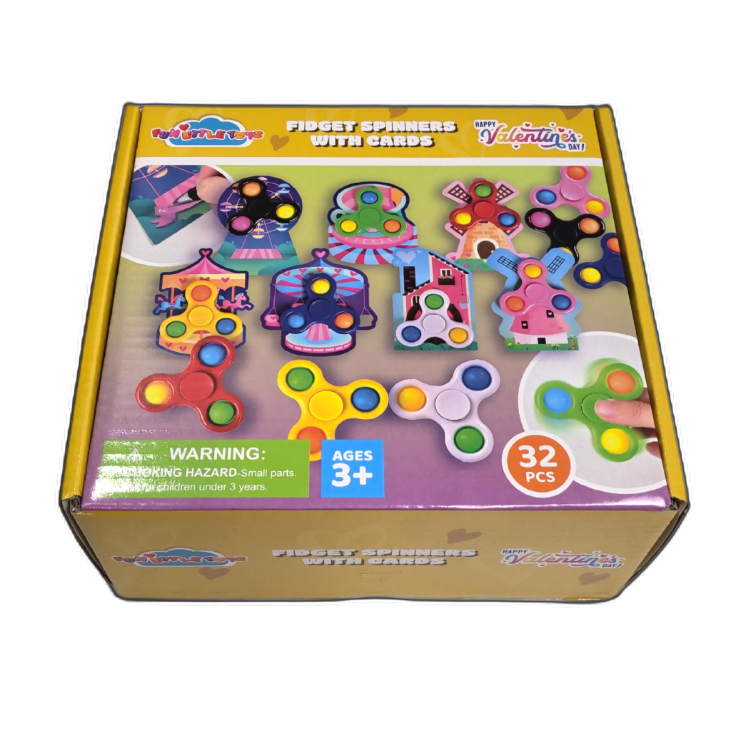 Fidget Spinner w/Card 32pk. Happy Valentines Day