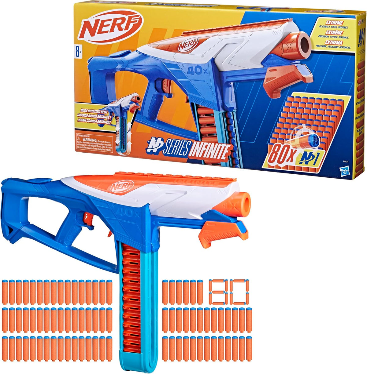 Nerf Gun N Series Infinite w/80 Darts & Rotating Belt
