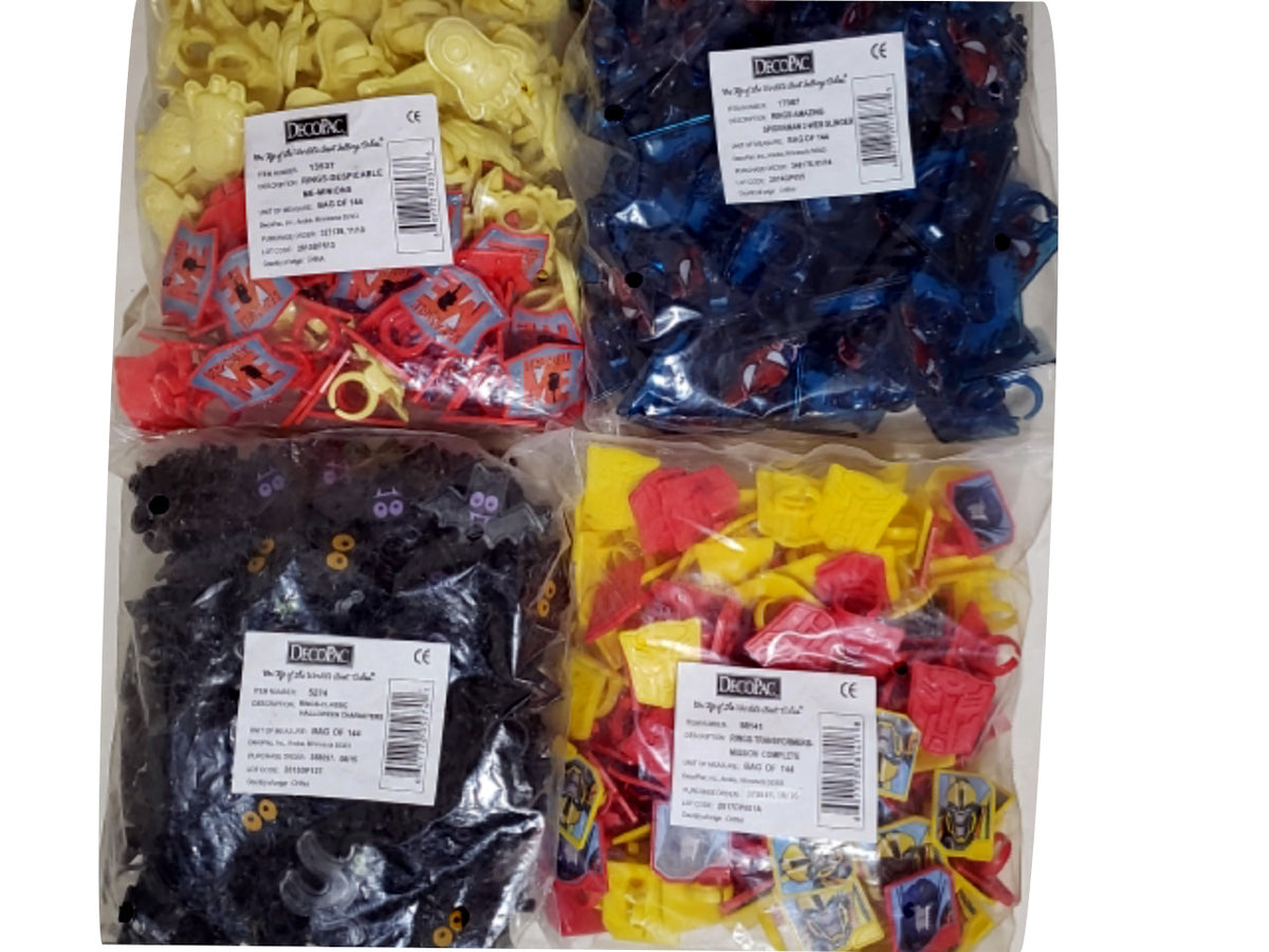 Spiderman Ring Kids Plastic 144/bag (EACH SOLD INDIVIDUALLY)