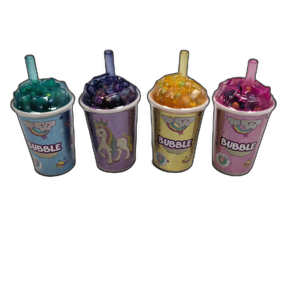 Slime Bubble Cup w/Straw Assorted Colours