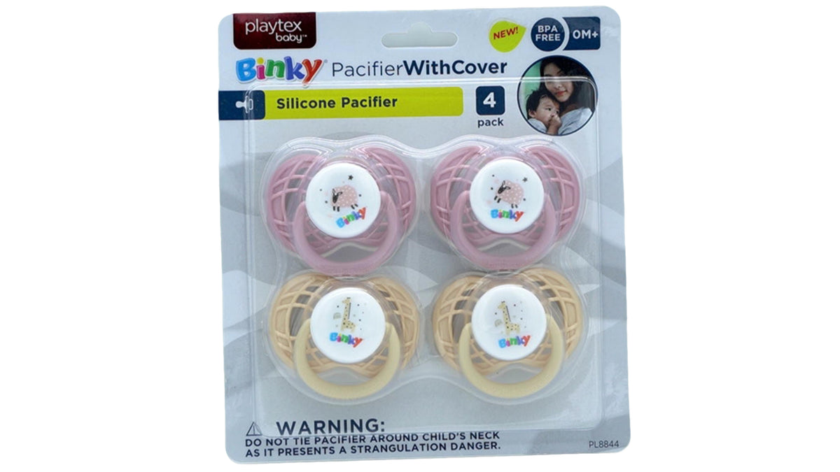 Silicone Pacifier w/Cover 4pk. Playtex Baby Binky