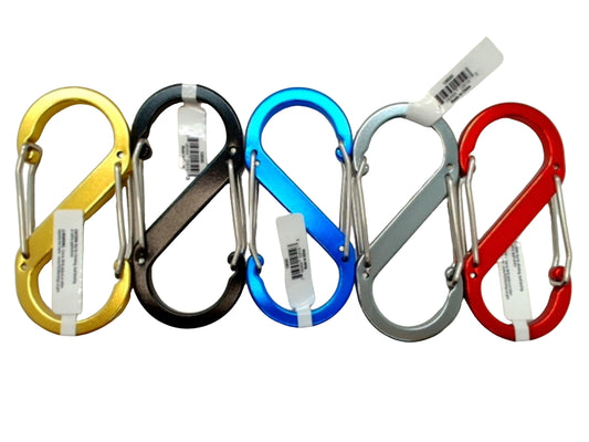 S Carabiner 3.5" x 1.5" Dual Clip Aluminum Ass't Colours