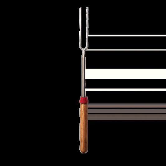Fork telescoping for campfire cooking stainless steel wood handle extends to 34 inch 86cm