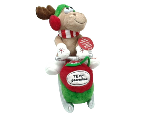 Animated Plush Singing Reindeer On Sleigh Holiday Time