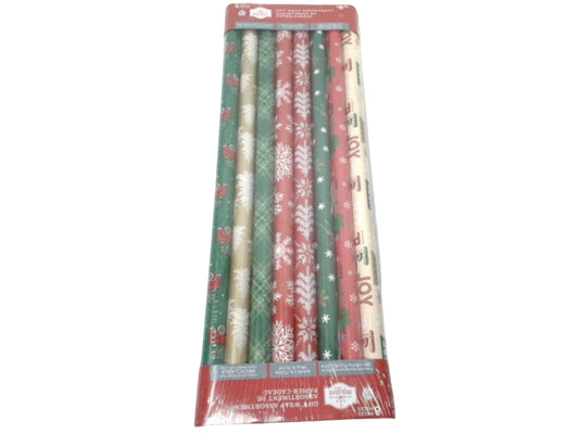 Xmas Gift Wrap Assortment 8 Rolls 30" x 86.4" Holiday Time (ENDCAP)(Or 2/$8.99)