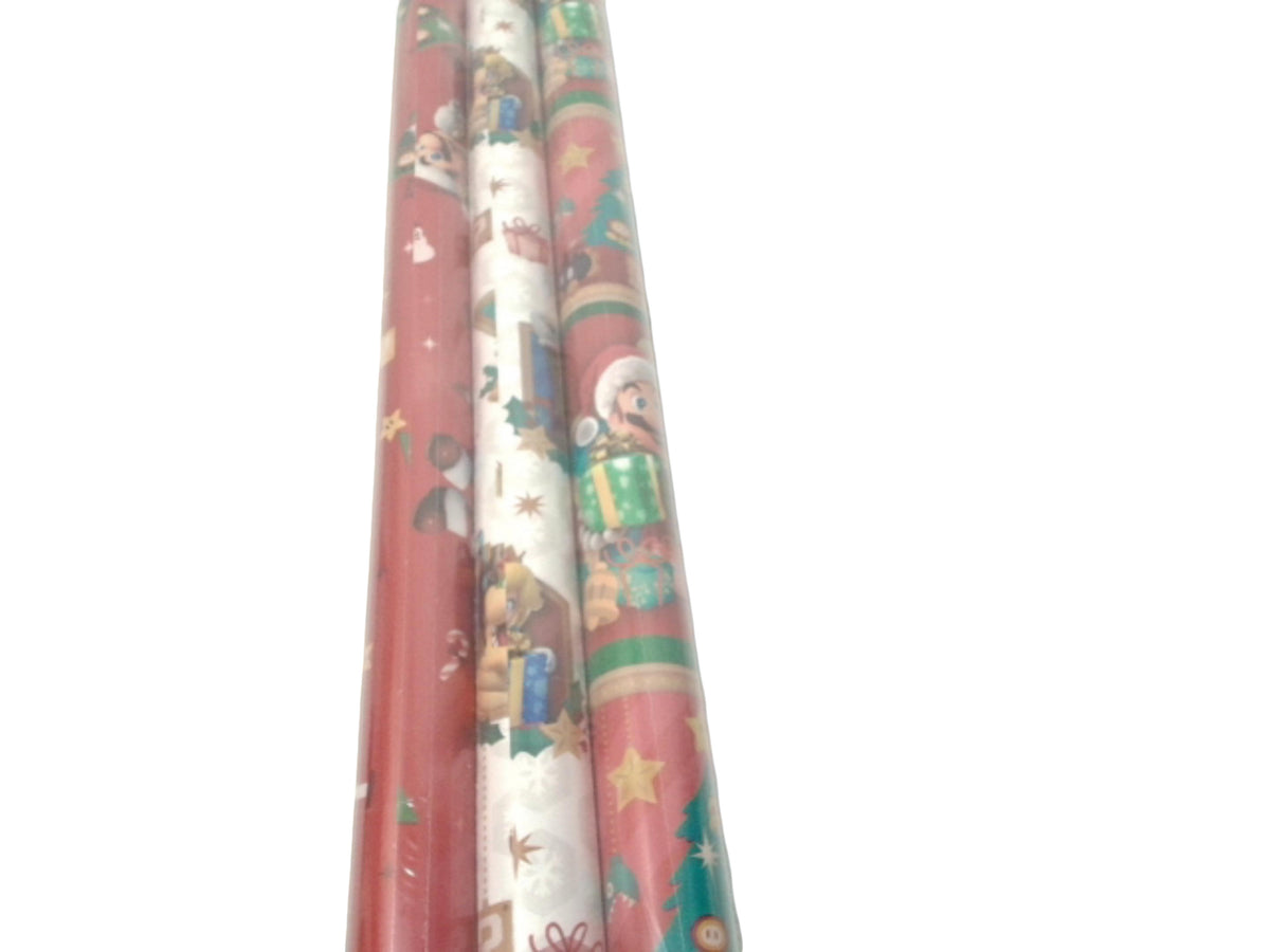 Xmas Gift Wrap 3 Rolls 60sq. ft. Super Mario Assorted (ENDCAP) - Additional View