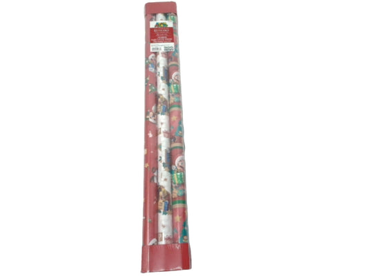 Xmas Gift Wrap 3 Rolls 60sq. ft. Super Mario Assorted (ENDCAP)