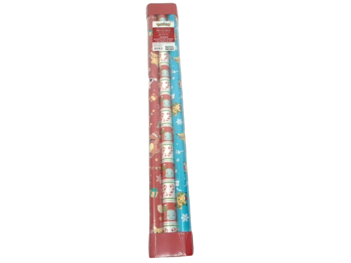 Xmas Gift Wrap 3 Rolls 60sq. ft. Pokemon Assorted (ENDCAP)