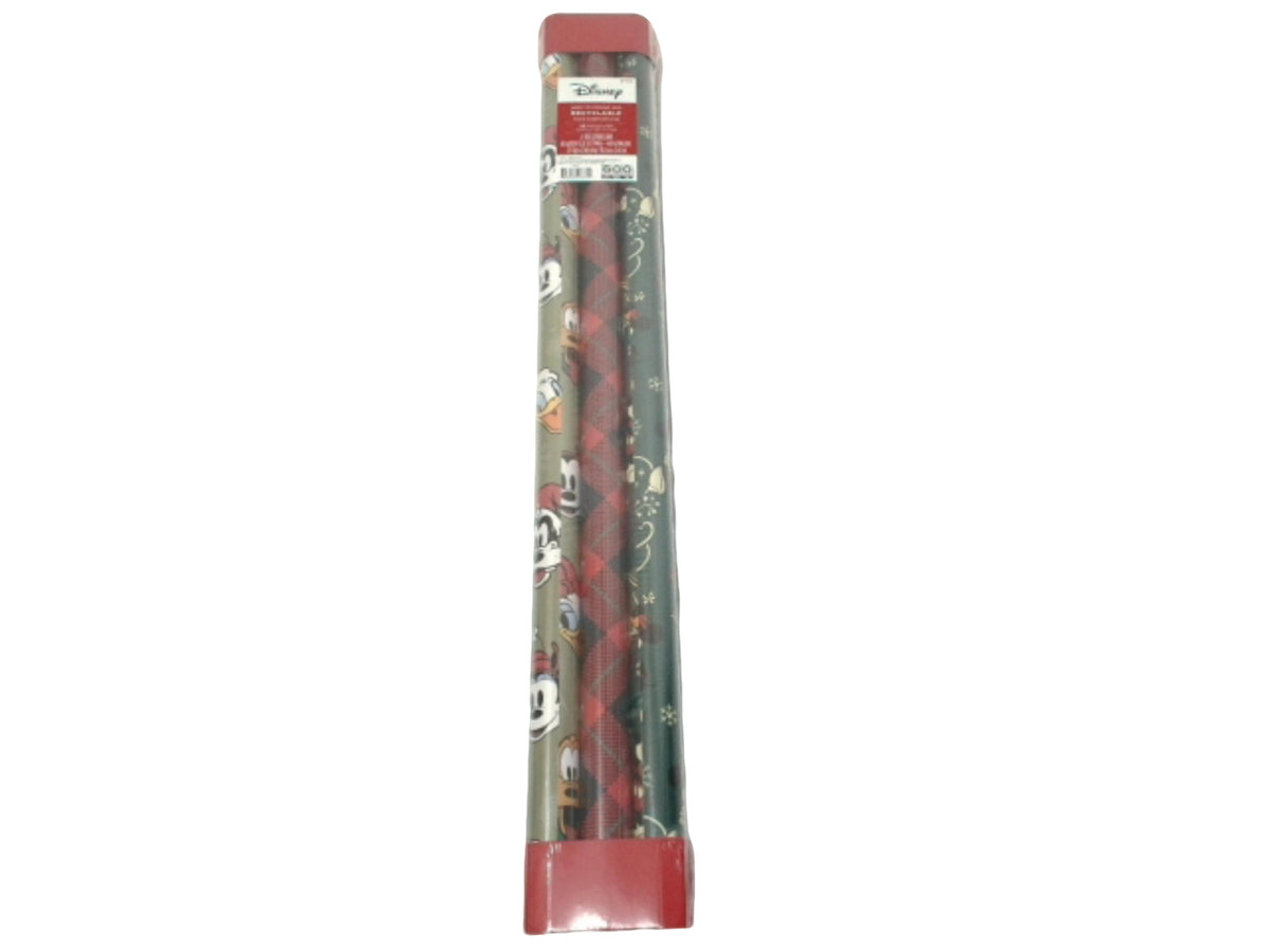 Xmas Gift Wrap 3 Rolls 60sq. ft. Disney Mickey Mouse Assorted (ENDCAP)