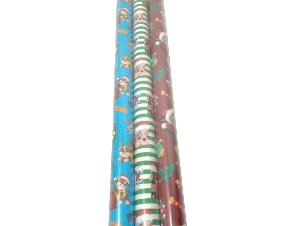 Xmas Gift Wrap 3 Rolls 60sq. ft. Paw Patrol Assorted (ENDCAP) - Additional View