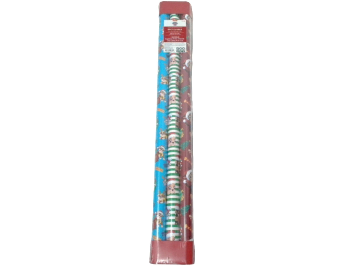 Xmas Gift Wrap 3 Rolls 60sq. ft. Paw Patrol Assorted (ENDCAP)