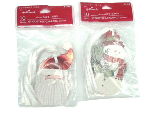 Tie On Gift Tags 10pk. Santa Or Snowman Hallmark