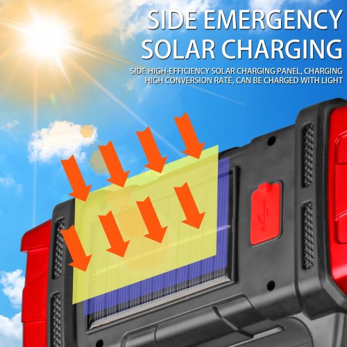 Portable Solar LED Flashlight With COB Work Light USB Rechargeable (Model: 1678) - Additional View