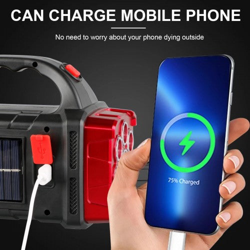 Portable Solar LED Flashlight With COB Work Light USB Rechargeable (Model: 1678) - Additional View