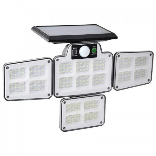 Capteur de mouvement PIR solaire 228 LED à têtes multiples avec télécommande (modèle : 1788)