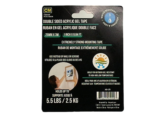 Acrylic gel tape - double sided - use instead of nails or screws - holds up to 5.5lbs. 2.5kg - Additional View