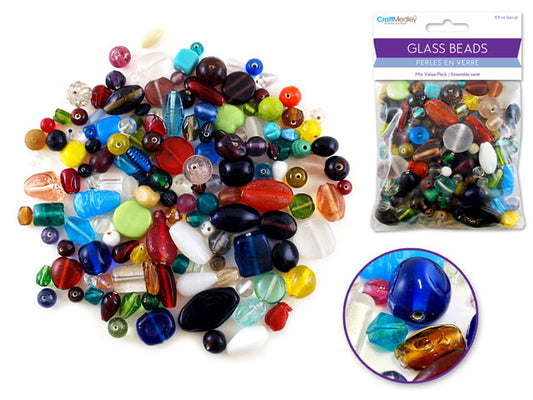 Glass Beads 250g. Bulk Mix