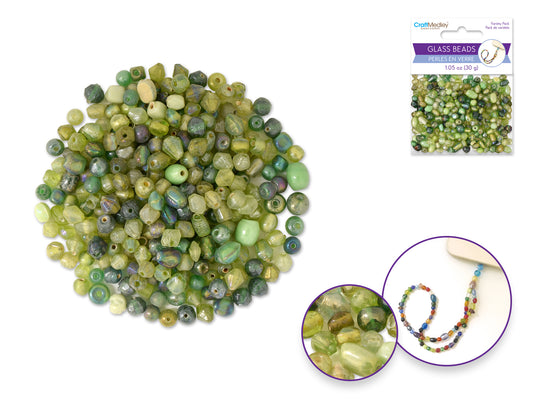 Jade Glass Beads: 4mm-6mm Mix Luster Polish 30g C) Jade