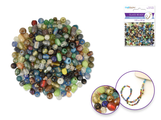 Multi-mix Glass Beads: 4mm-6mm Mix Luster Polish 30g F) Multi-mix