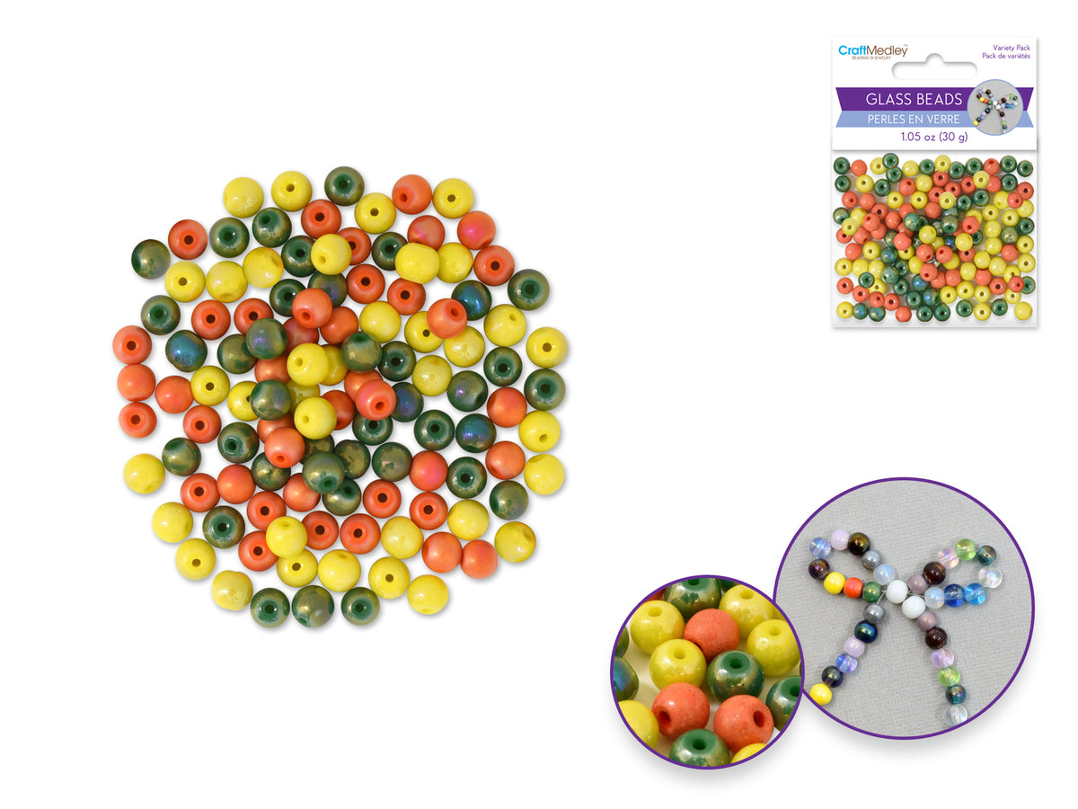 Tropicana Glass Beads: 6mm Round A/b Polish Effect 30g C) Tropicana