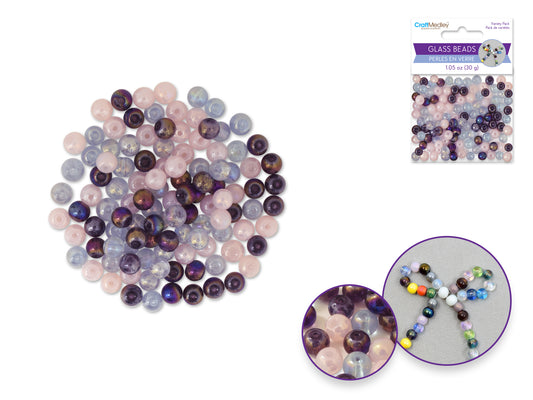 Viola Glass Beads: 6mm Round A/b Polish Effect 30g D) Viola