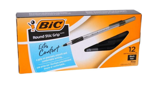 Bic Round Stic Fine Blk Pen 0.8mm