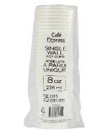 GOBELETS CHAUDS 8OZ BLANCS SIMPLE PAROI 25/PAQUET CAFE EXPRESS