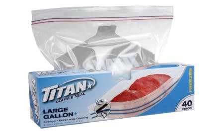 FREEZER BAGS LG 40/PK TITAN DBL SEAL