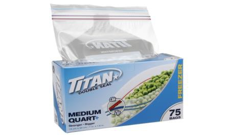 FREEZER BAGS MED 75/PK TITAN DOUBLE SEAL
