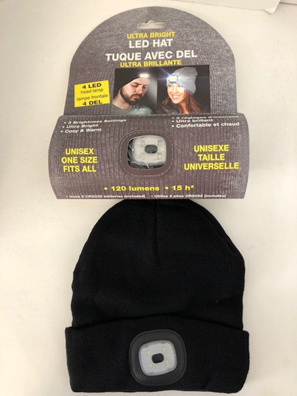 Toque black with 4 LED headlamp built in