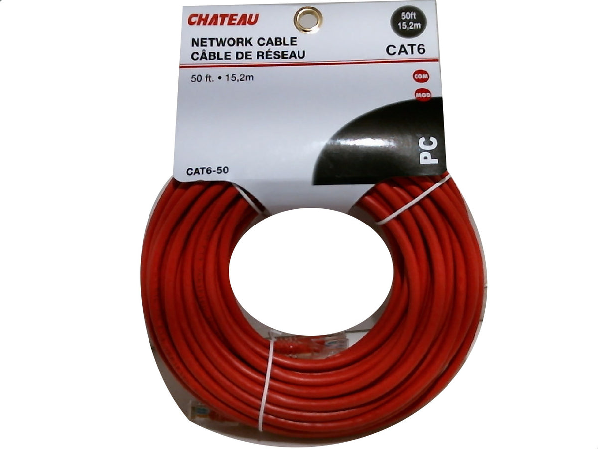 Câble réseau Cat 6 de 15,2 m (50 pieds) Couleurs et qualité assorties