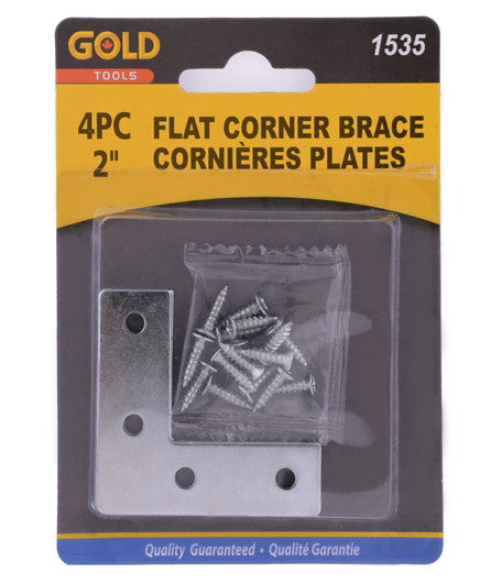 Flat corner brace mending plate 2 inch pack of 4 with screws
