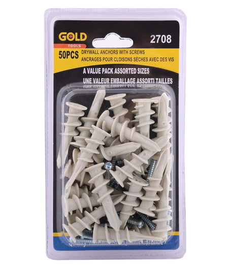 Drywall anchors with screws 50 pc Assorted sizes