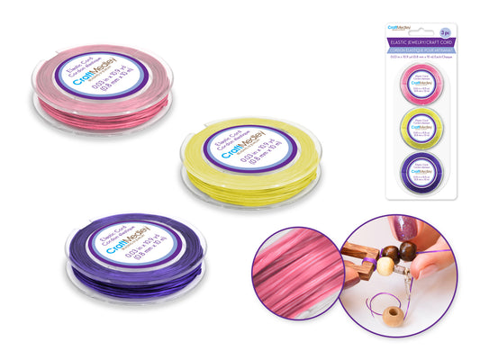 Pastel Mix 30m Elastic Cord 3 Asst Rolls 0.8mmx10m A)  Jewelry/craft Cord
