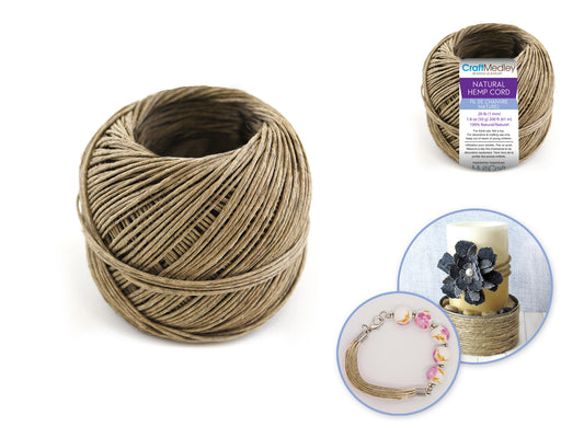 Natural hemp cord 20lb(1mm) 50g bulk ball 200 feet