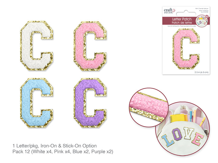 2.5" Iron-On Letter/Sticker Patch 3D Chenille C