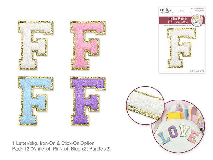 2.5" Iron-On Letter/Sticker Patch 3D Chenille F