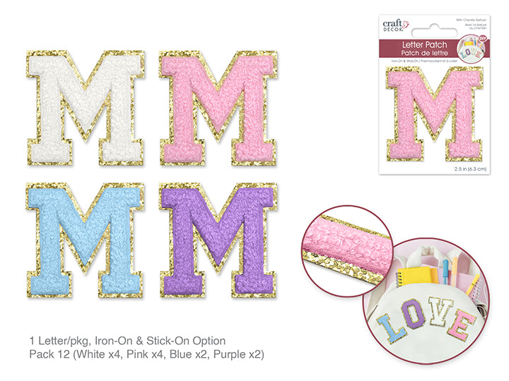 2.5" Iron-On Letter/Sticker Patch 3D Chenille M