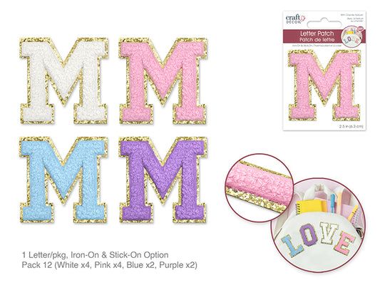 2.5" Iron-On Letter/Sticker Patch 3D Chenille M