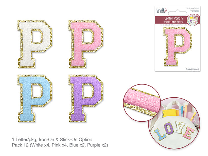 2.5" Iron-On Letter/Sticker Patch 3D Chenille P