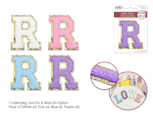2.5" Iron-On Letter/Sticker Patch 3D Chenille R