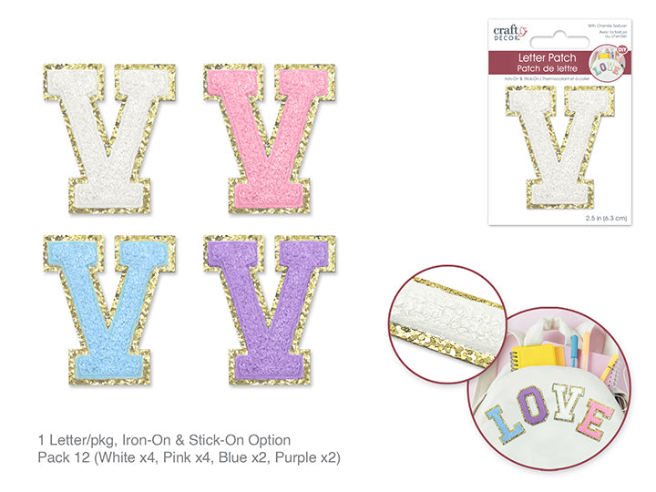 2.5" Iron-On Letter/Sticker Patch 3D Chenille V