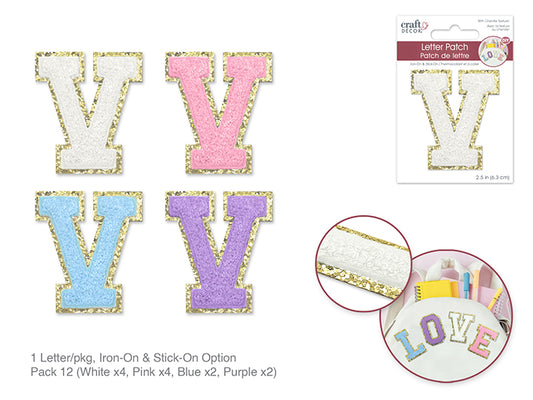2.5" Iron-On Letter/Sticker Patch 3D Chenille V